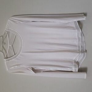 Lululemon Top Womens M White Backless L/S Sheer Trim Yoga Sport Shirt Athleisure